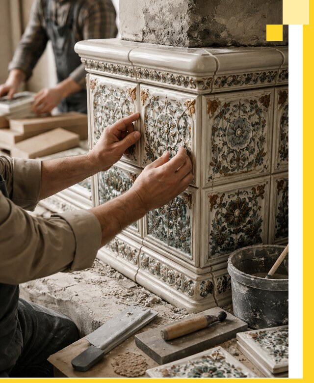 Изразцовые камины под ключ в Лыткарине: проект и монтаж