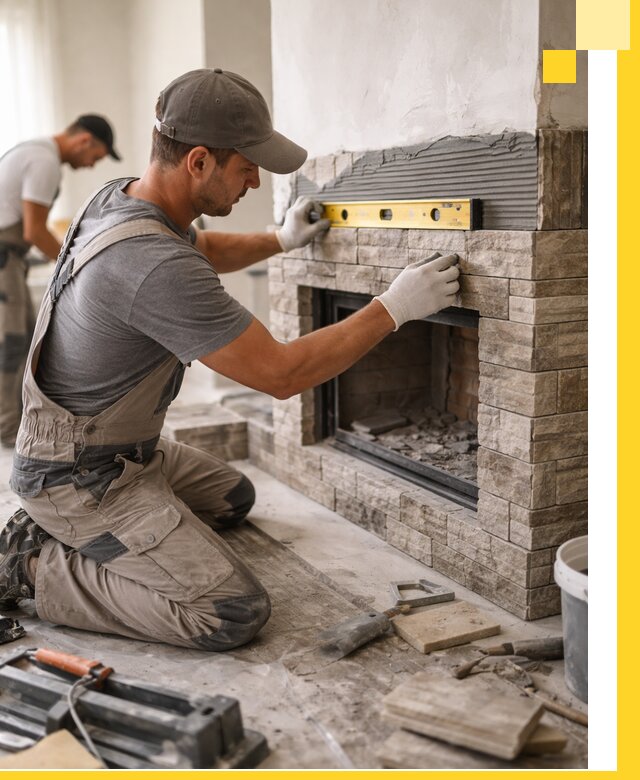 Облицовка каминов в Лыткарине, монтаж и отделка натуральным камнем