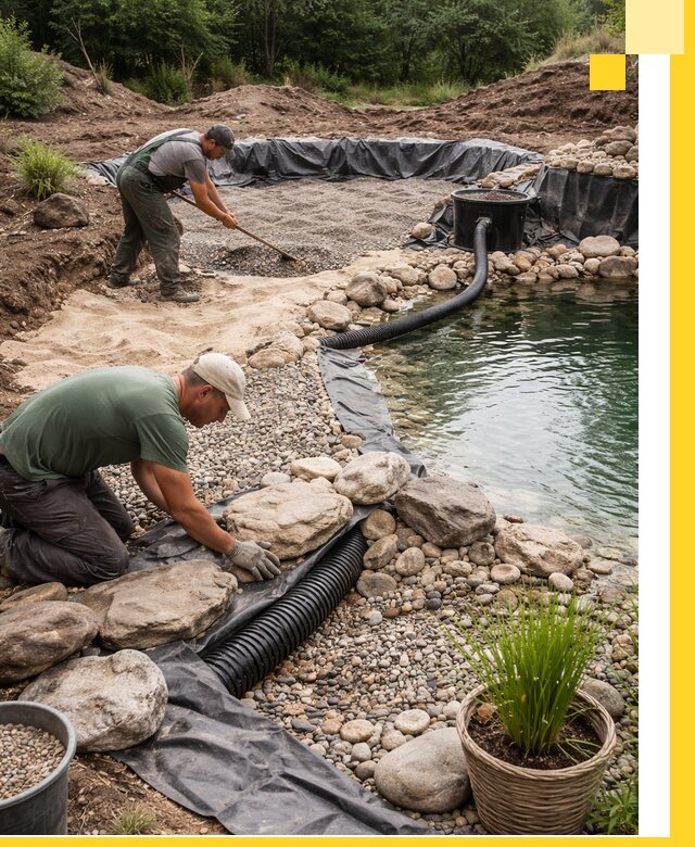 Строительство природных бассейнов и озер в Лыткарине под ключ