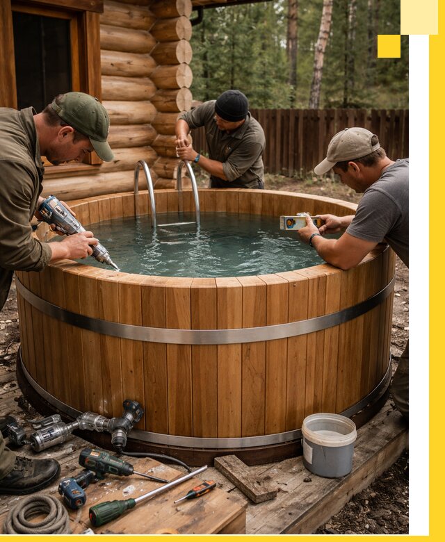 Строительство бань с купелью под ключ и отделкой в Лыткарине