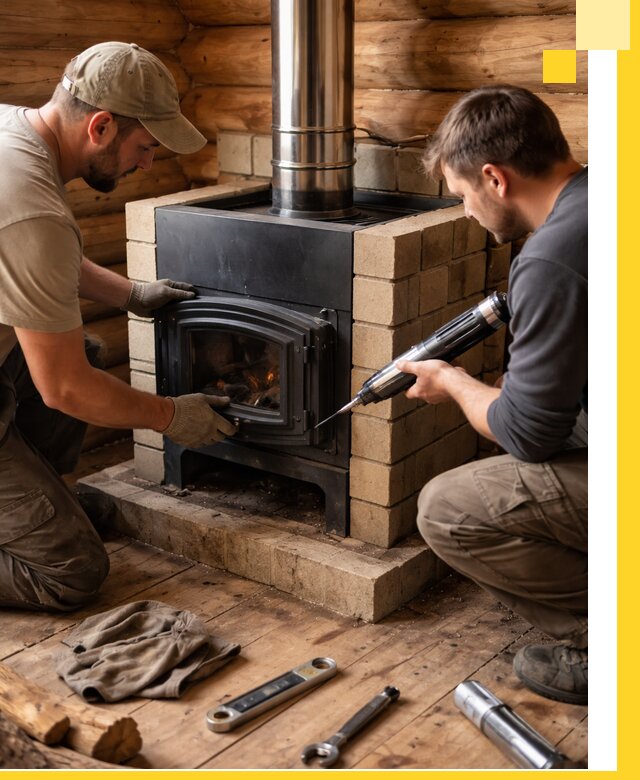 Монтаж и установка печи в бане под ключ с гарантией в Лыткарине