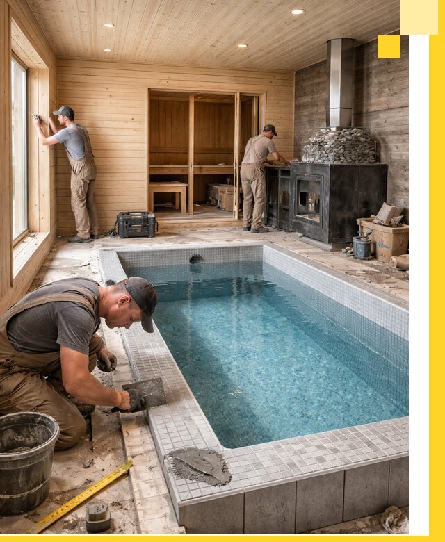 Проект бани с бассейном и сауной в Лыткарине под ключ